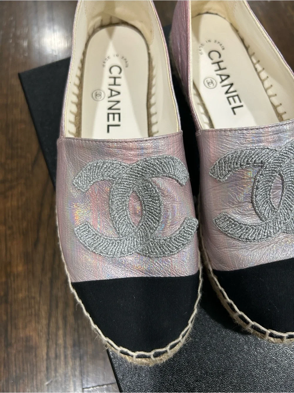 CHANEL espadrilles iridescent